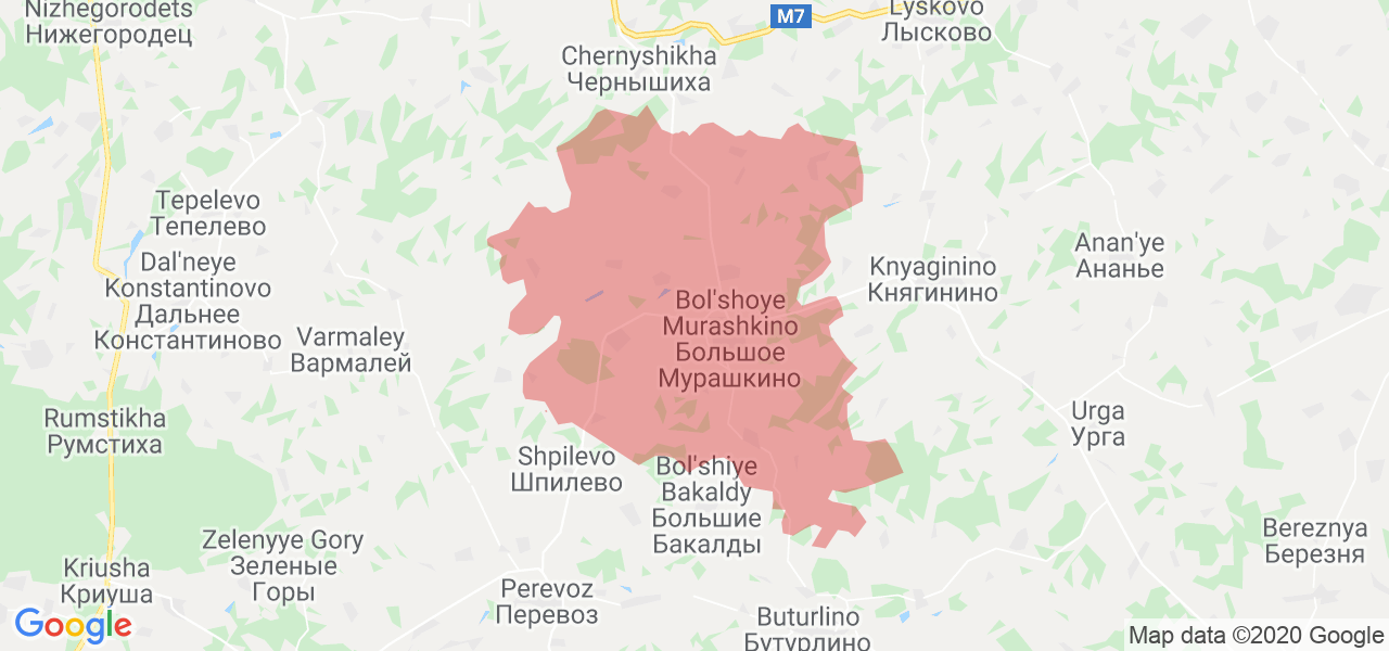 Изображение Большемурашкинского района Нижегородской области на карте