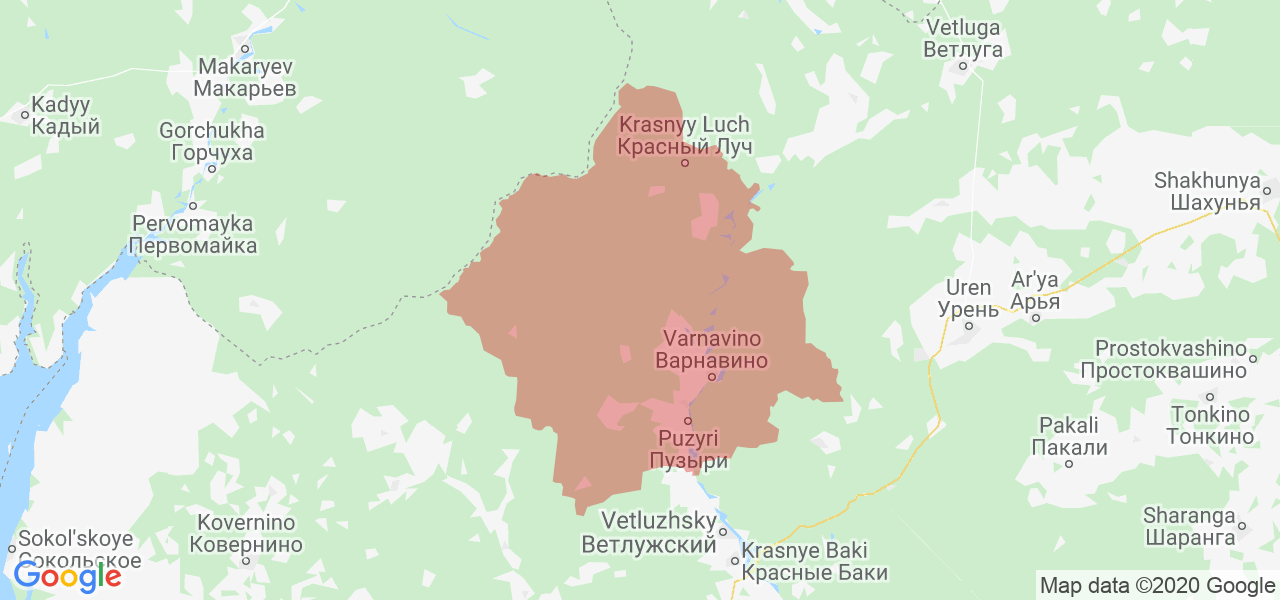 Изображение Варнавинского района Нижегородской области на карте
