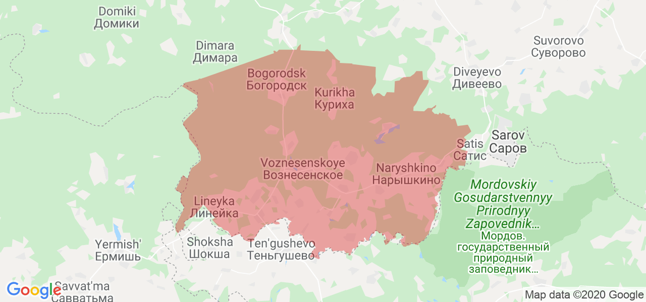 Изображение Вознесенского района Нижегородской области на карте