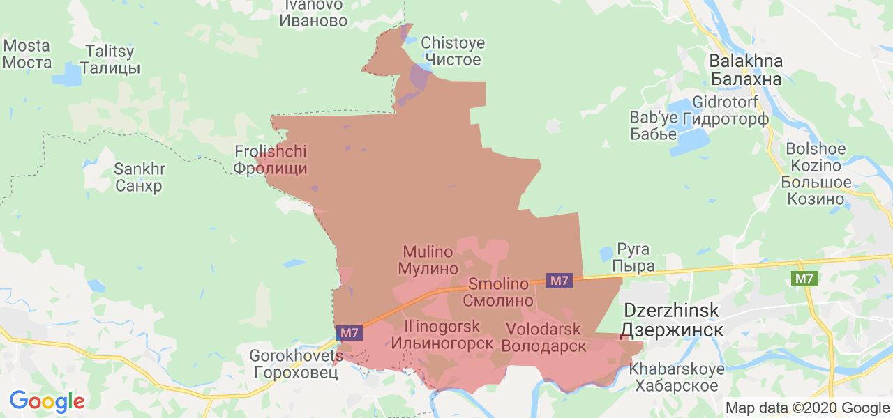 Изображение Володарского района Нижегородской области на карте