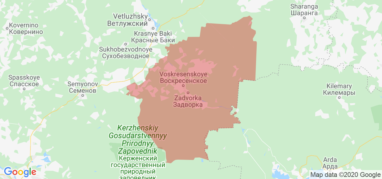 Изображение Воскресенского района Нижегородской области на карте