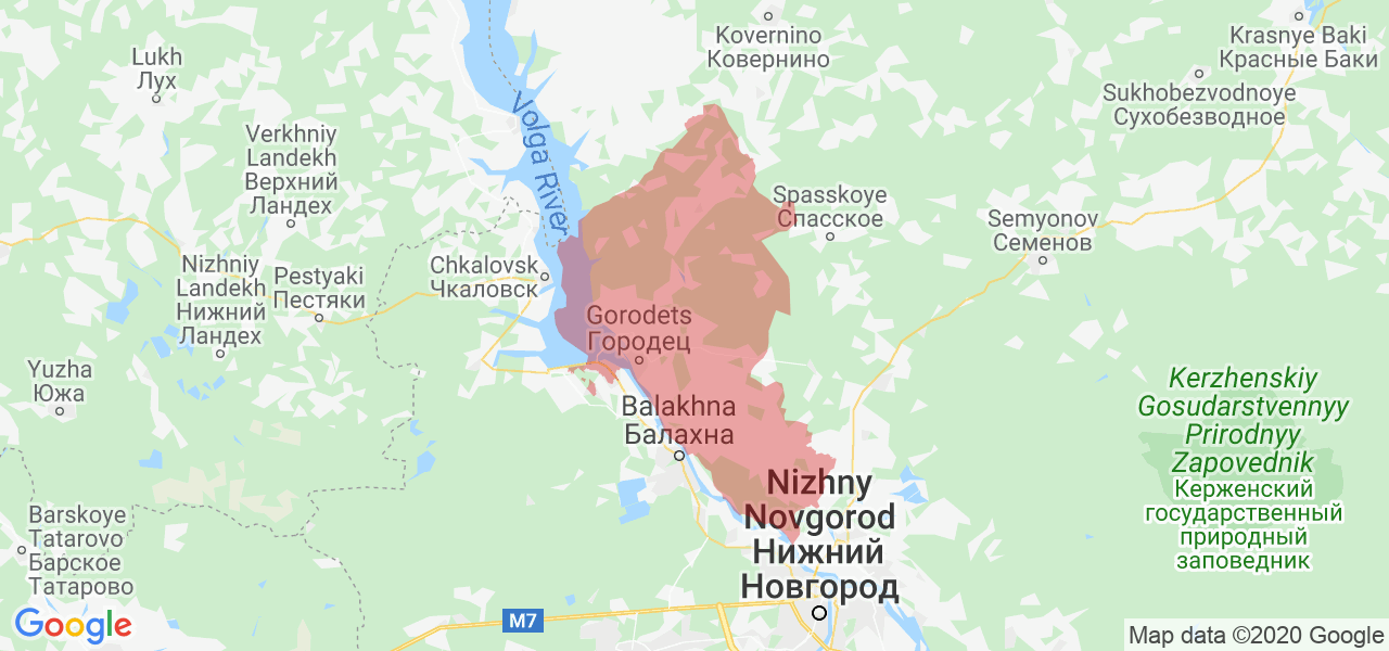 Изображение Городецкий район Нижегородской области на карте