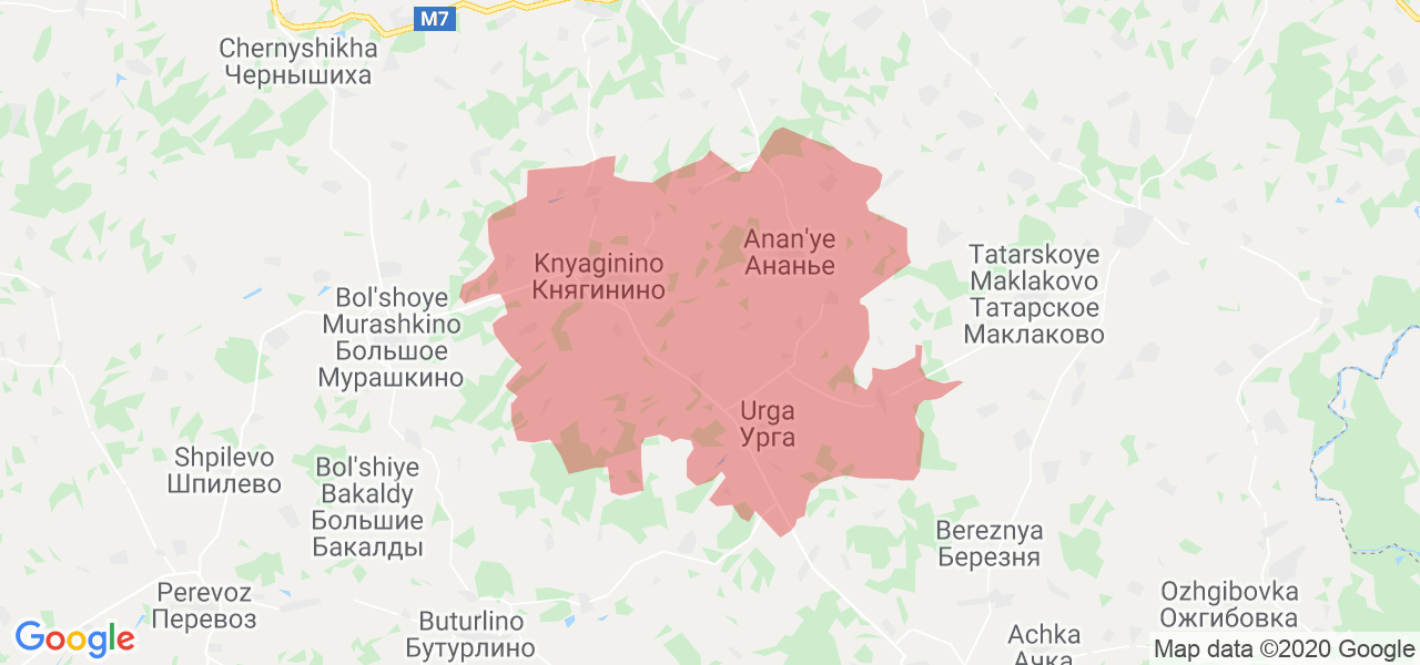 Изображение Княгининского района Нижегородской области на карте