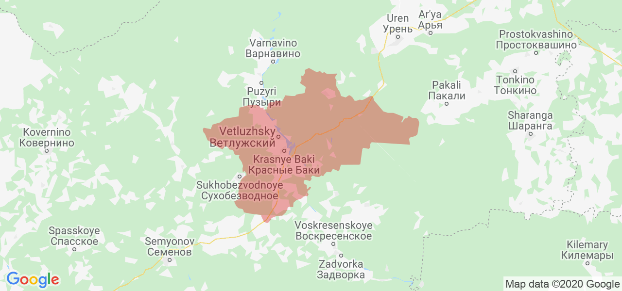 Изображение Краснобаковского района Нижегородской области на карте