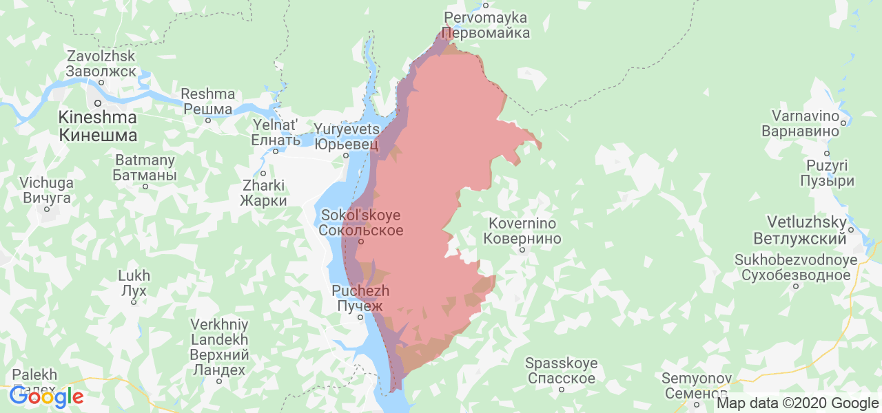 Изображение Сокольского района Нижегородской области на карте