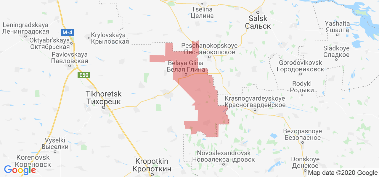 Изображение Белоглинского района Краснодарского края на карте