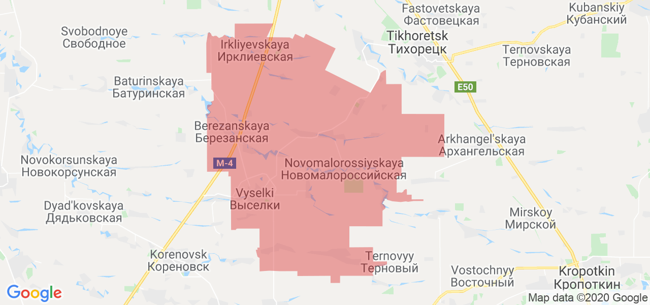 Изображение Выселковского района Краснодарского края на карте