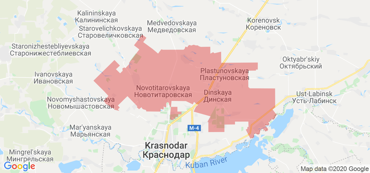 Изображение Динской район Краснодарского края на карте
