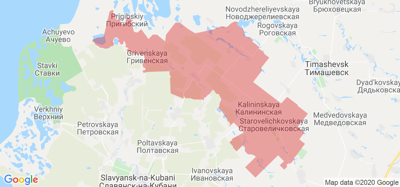 Изображение Калининского района Краснодарского края на карте