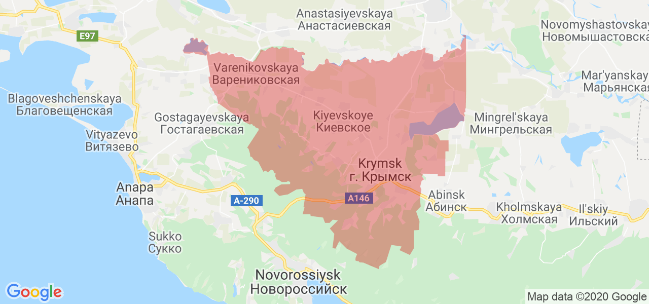 Изображение Крымского района Краснодарского края на карте