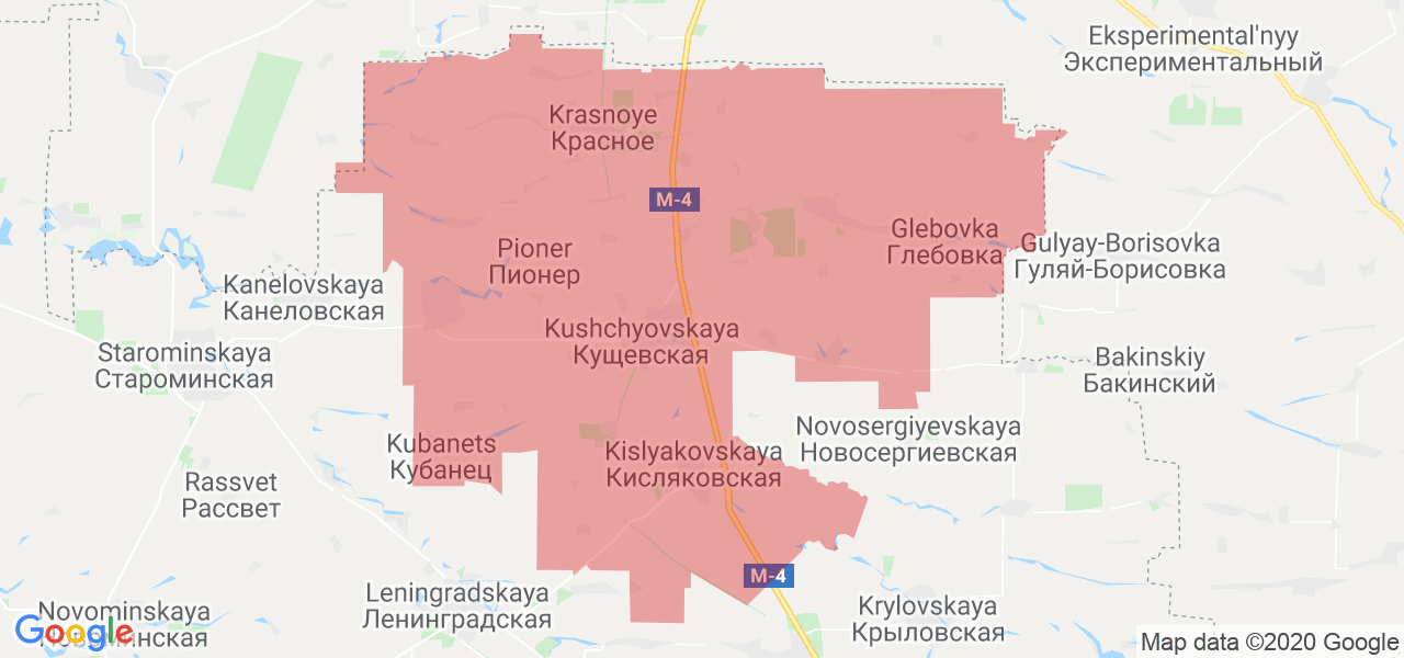 Изображение Кущёвского района Краснодарского края на карте