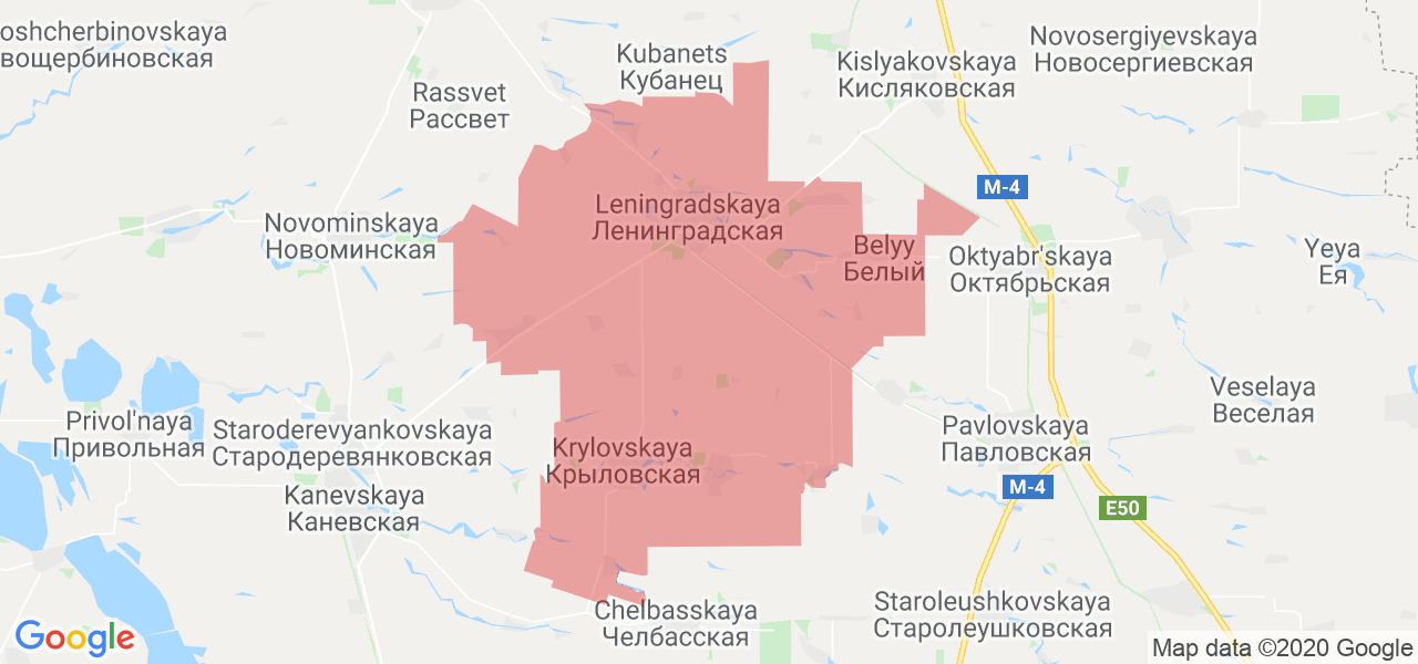 Изображение Ленинградского района Краснодарского края на карте