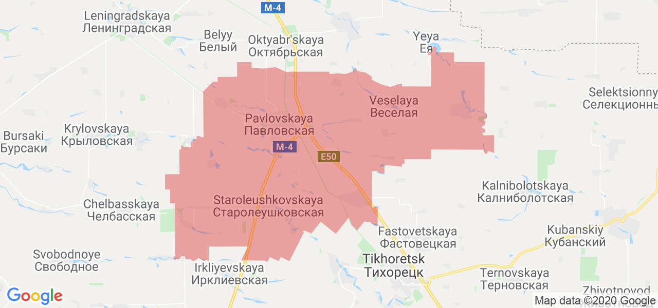Изображение Павловского района Краснодарского края на карте