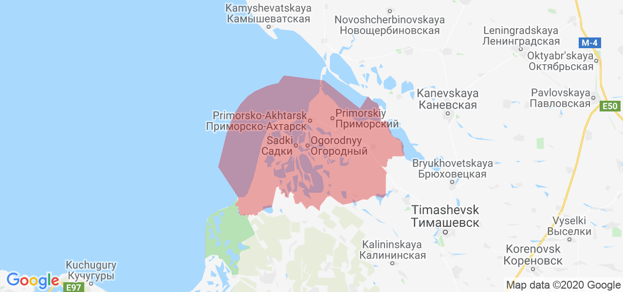 Изображение Приморско-Ахтарского района Краснодарского края на карте