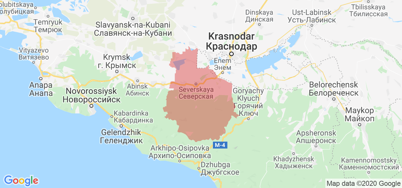 Изображение Северского района Краснодарского края на карте