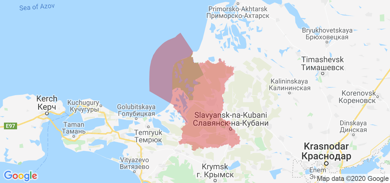 Изображение Славянского района Краснодарского края на карте