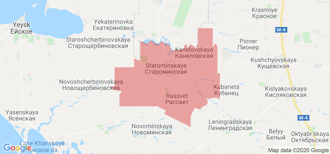 Изображение Староминского района Краснодарского края на карте