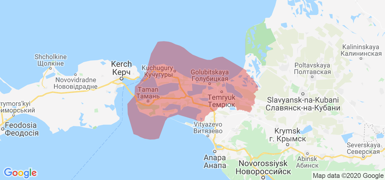 Изображение Темрюкского района Краснодарского края на карте