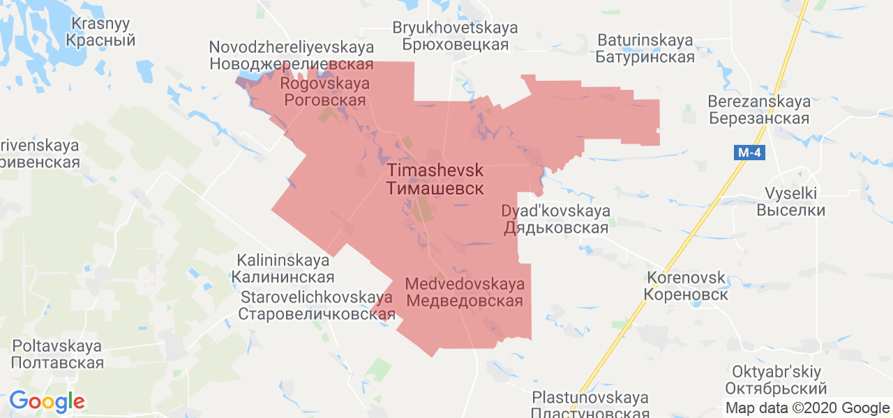 Изображение Тимашёвского района Краснодарского края на карте