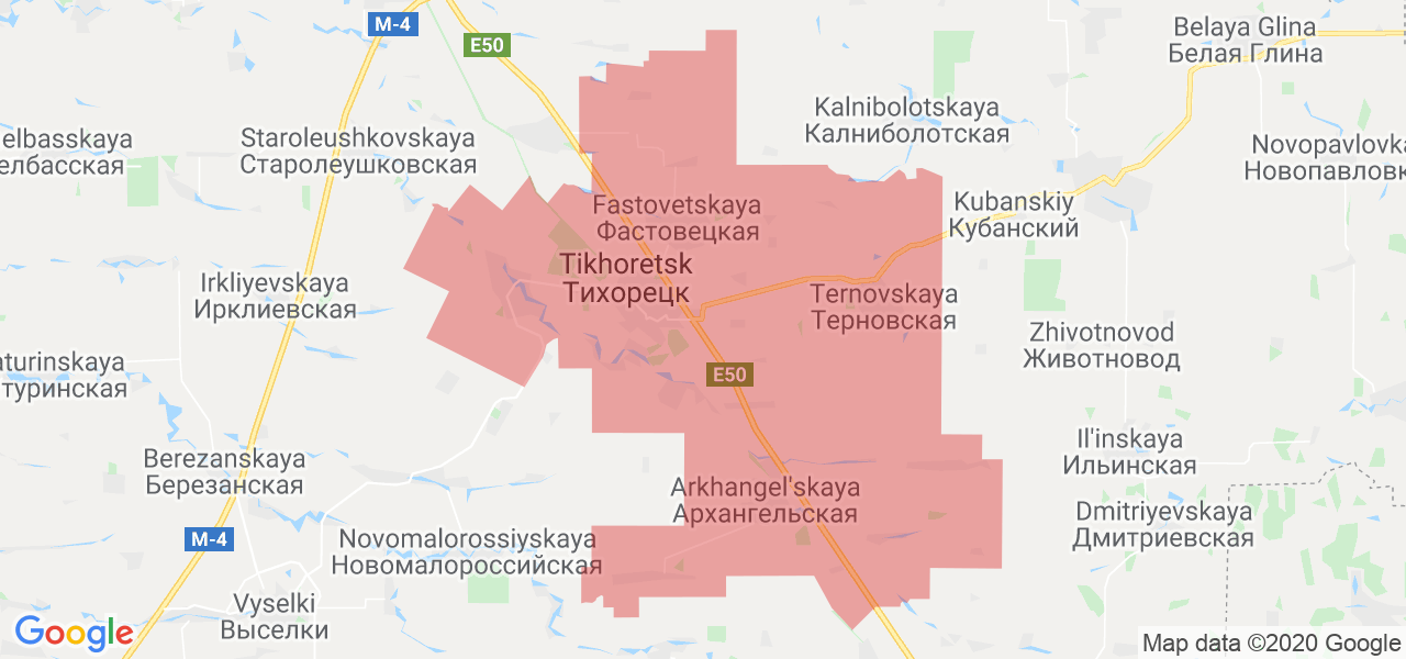 Изображение Тихорецкий район Краснодарского края на карте