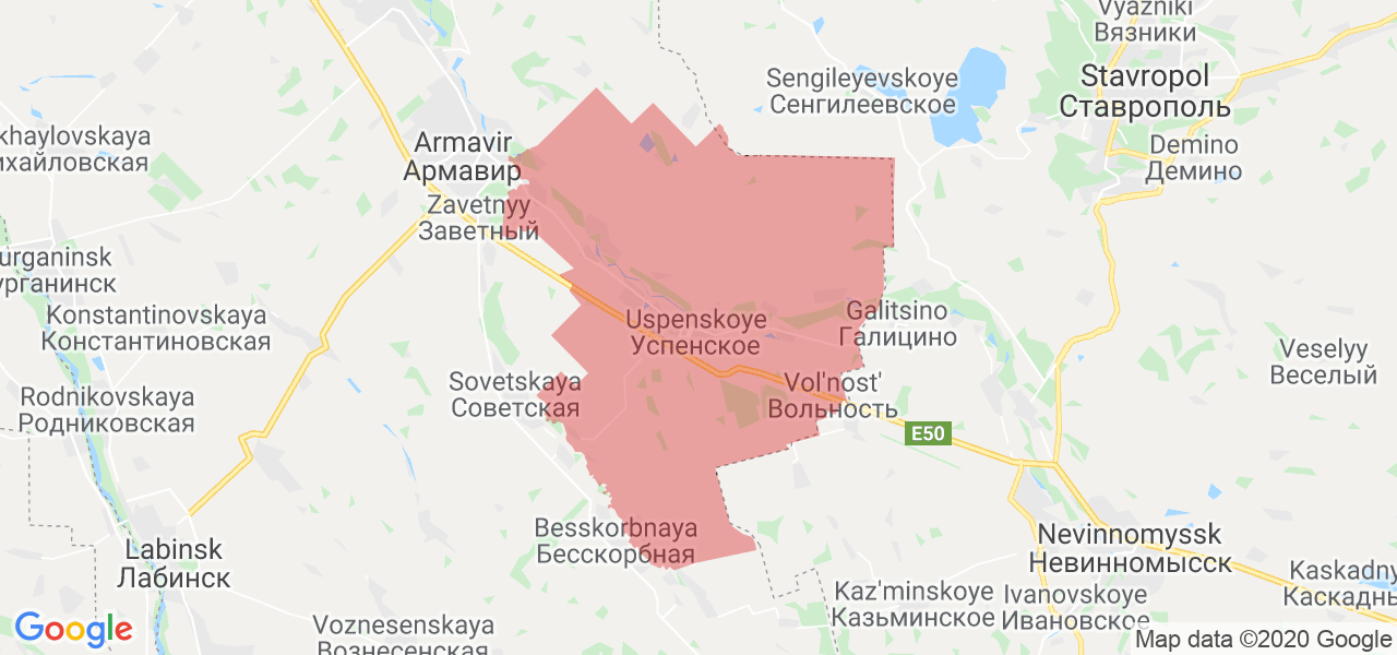 Изображение Успенского района Краснодарского края на карте
