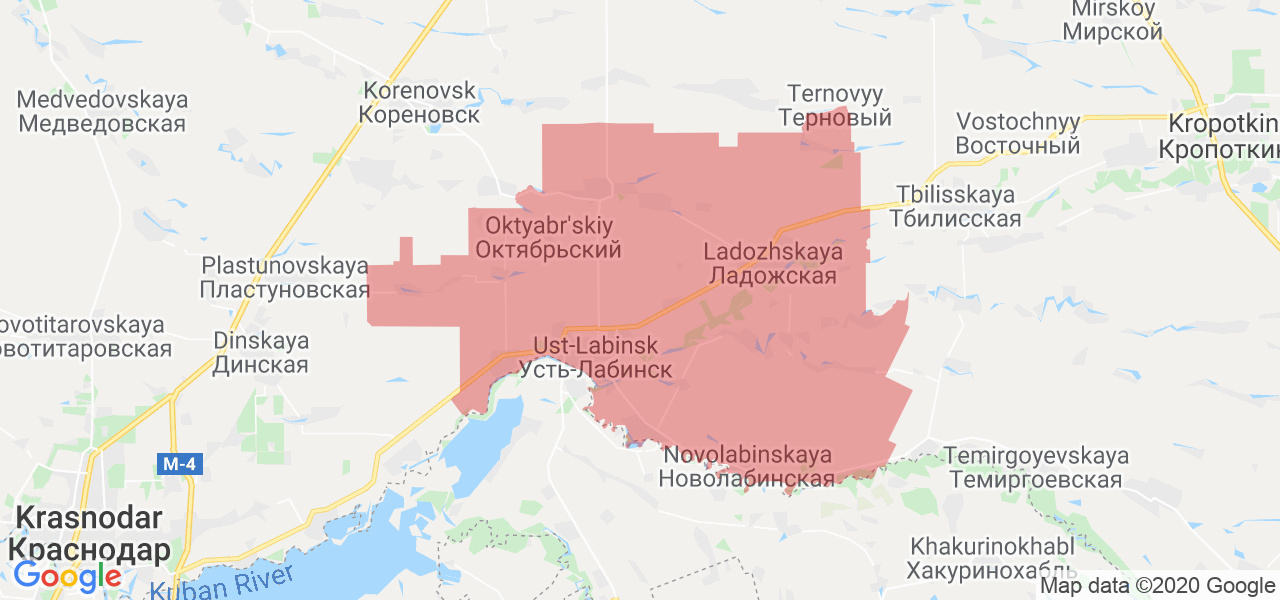 Изображение Усть-Лабинского района Краснодарского края на карте