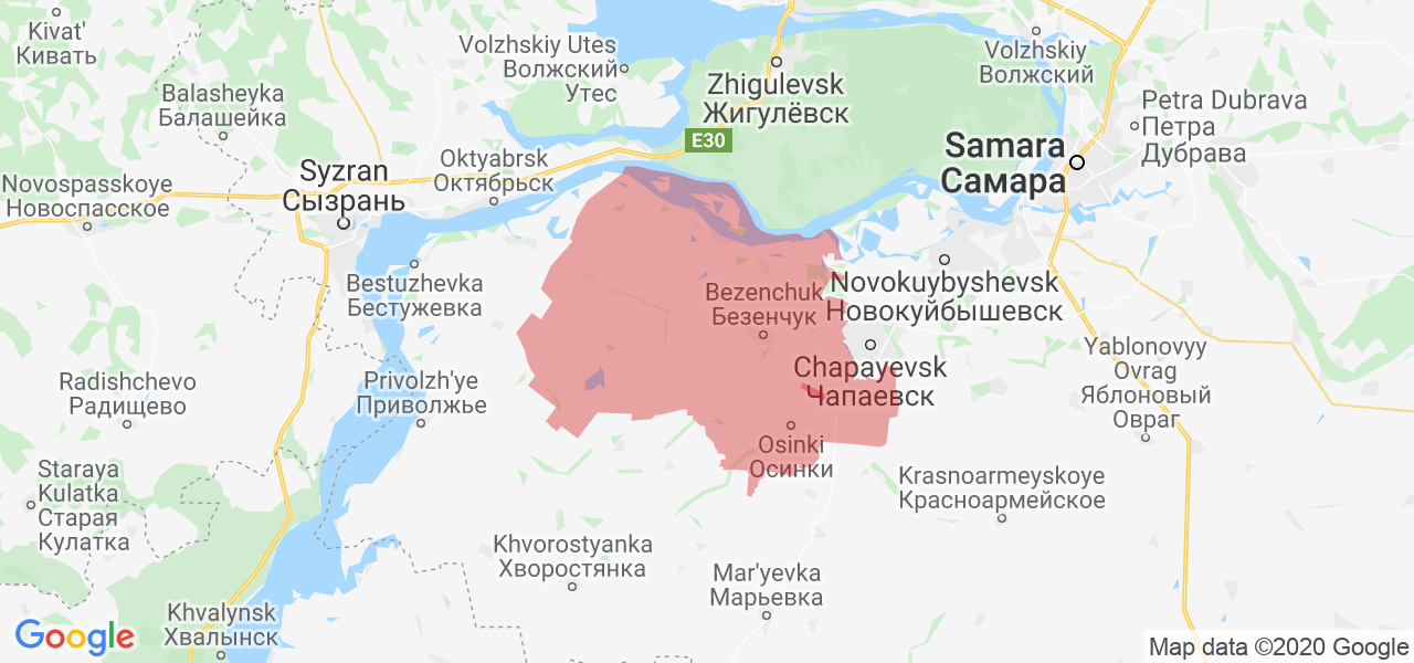 Изображение Безенчукского района Самарской области на карте