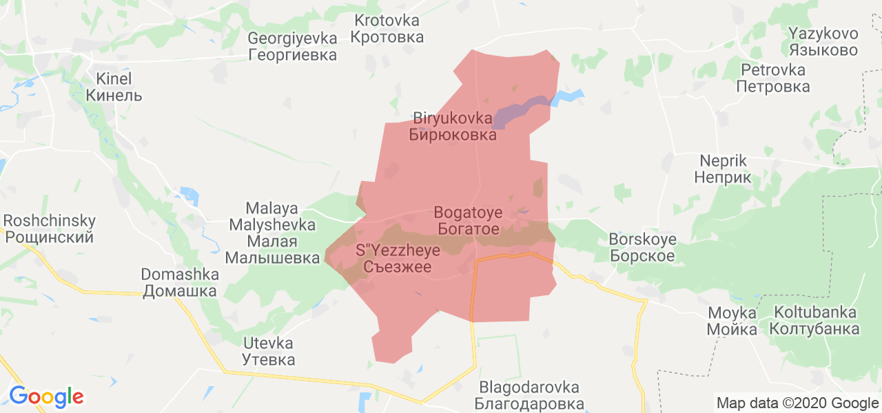 Изображение Богатовского района Самарской области на карте