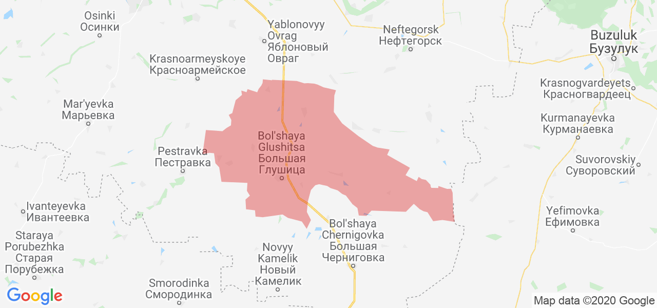 Изображение Большеглушицкий район Самарской области на карте