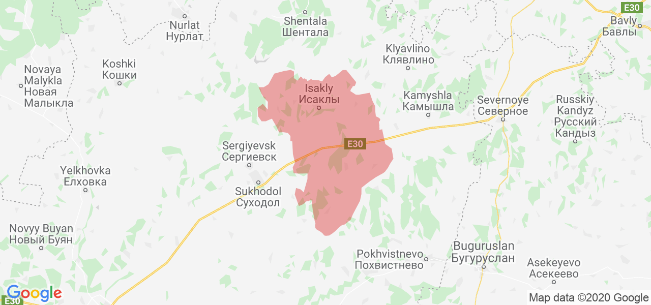 Изображение Исаклинского района Самарской области на карте