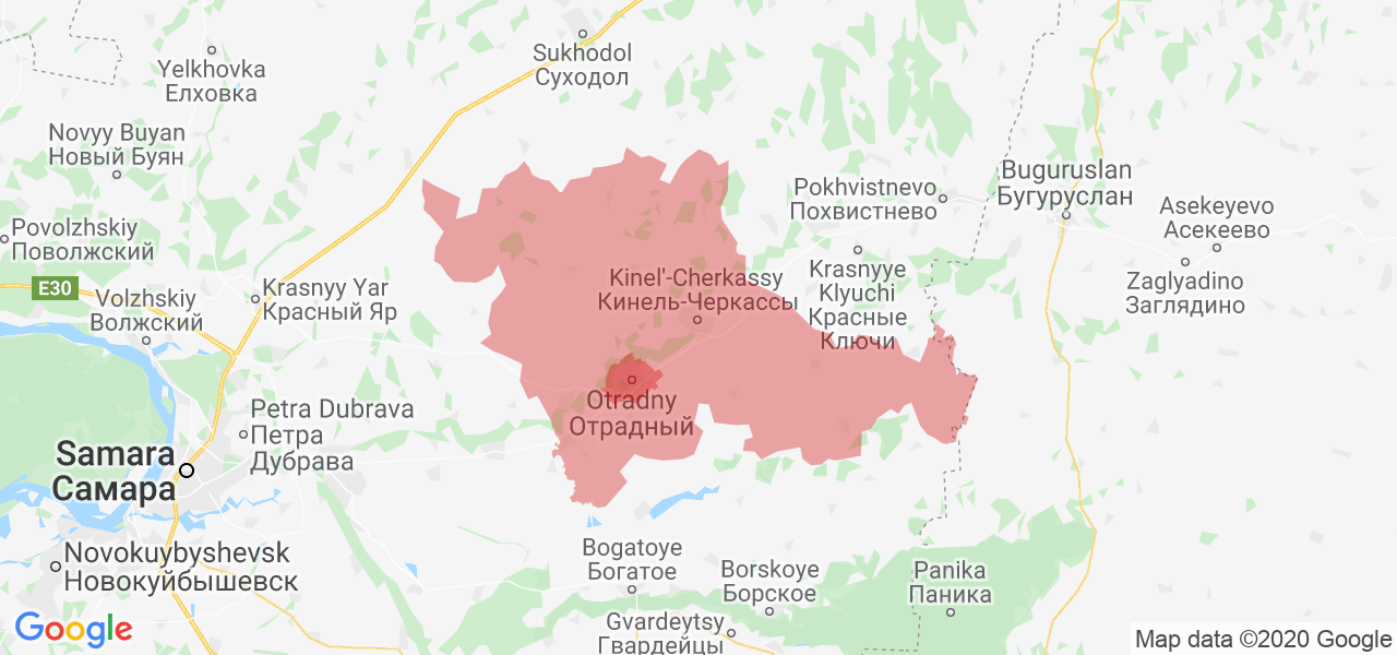 Изображение Кинель-Черкасского района Самарской области на карте