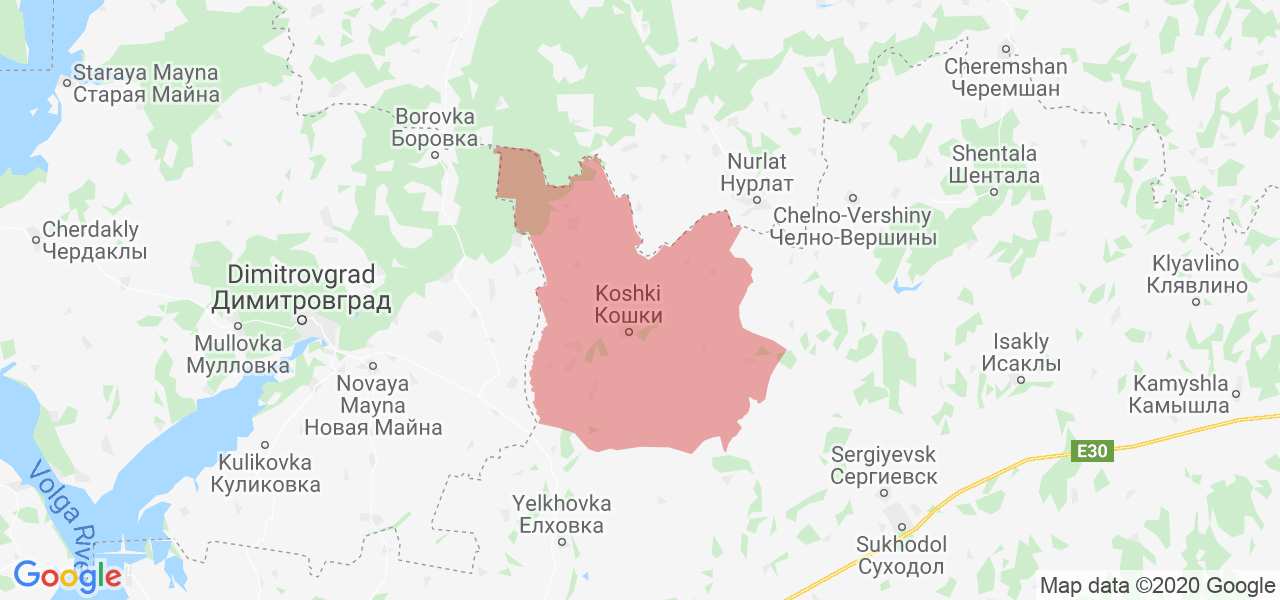 Изображение Кошкинского района Самарской области на карте