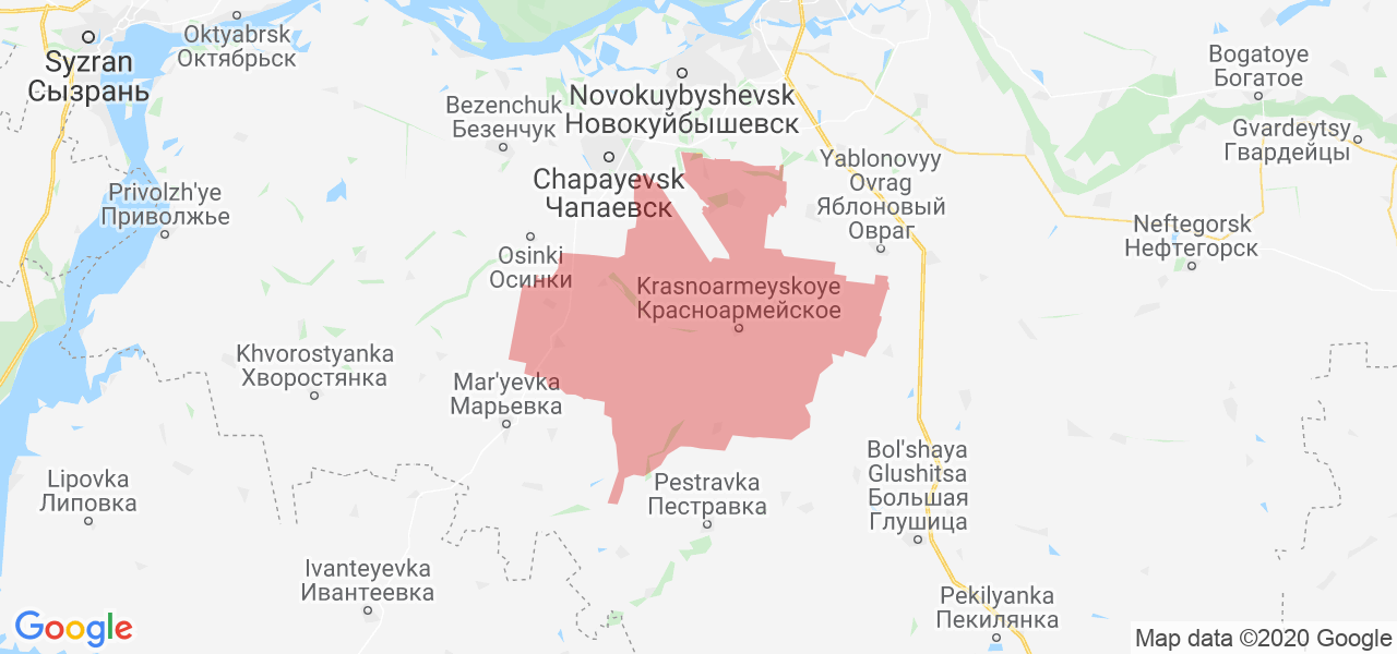 Изображение Красноармейского района Самарской области на карте