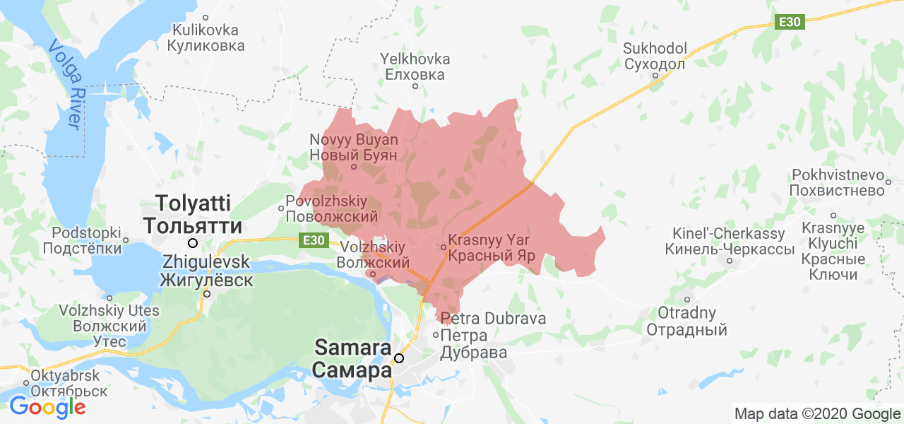 Изображение Красноярского района Самарской области на карте