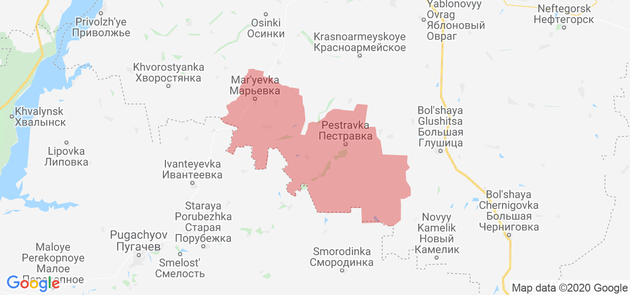 Изображение Пестравского района Самарской области на карте