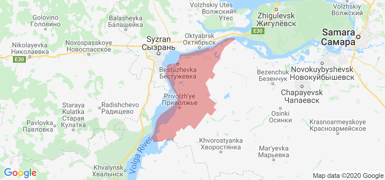 Изображение Приволжского района Самарской области на карте