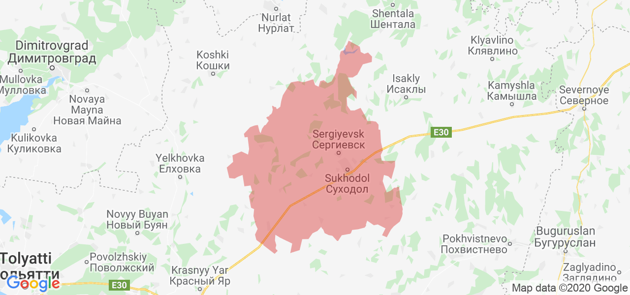 Изображение Сергиевского района Самарской области на карте
