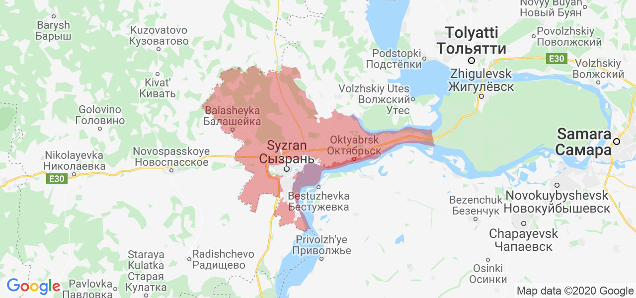 Изображение Сызранского района Самарской области на карте