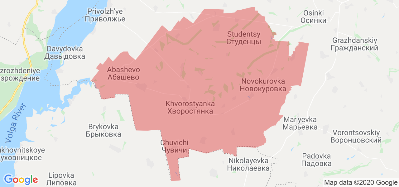 Изображение Хворостянского района Самарской области на карте