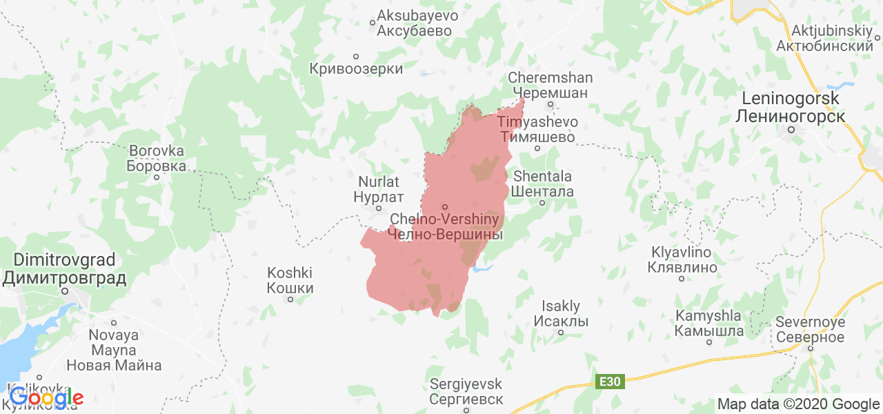 Изображение Челно-Вершинского района Самарской области на карте