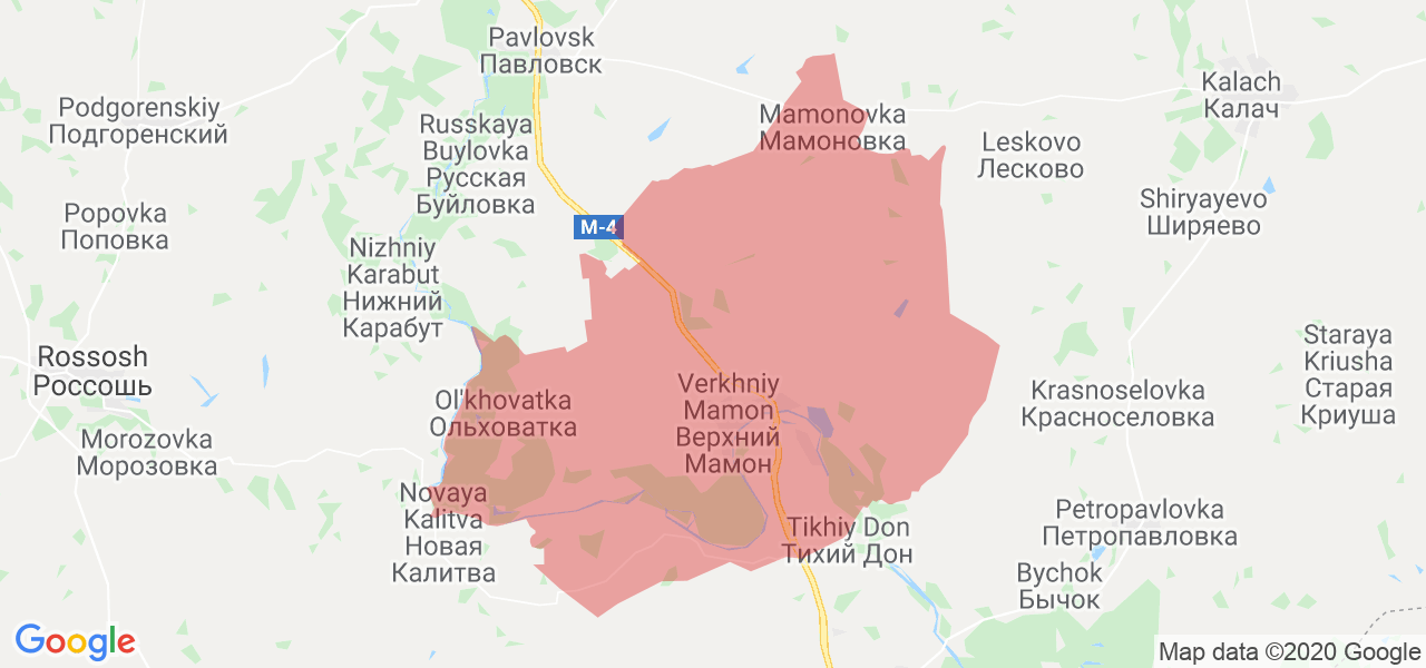 Изображение Верхнемамонского района Воронежской области на карте