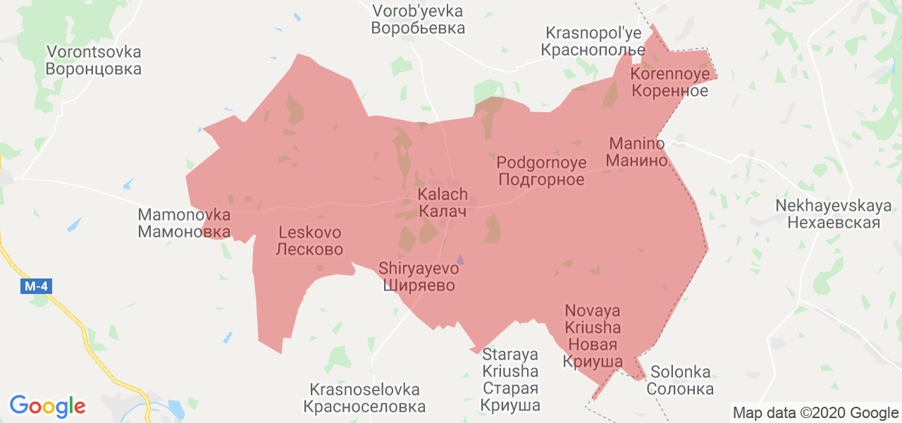 Изображение Калачеевского района Воронежской области на карте