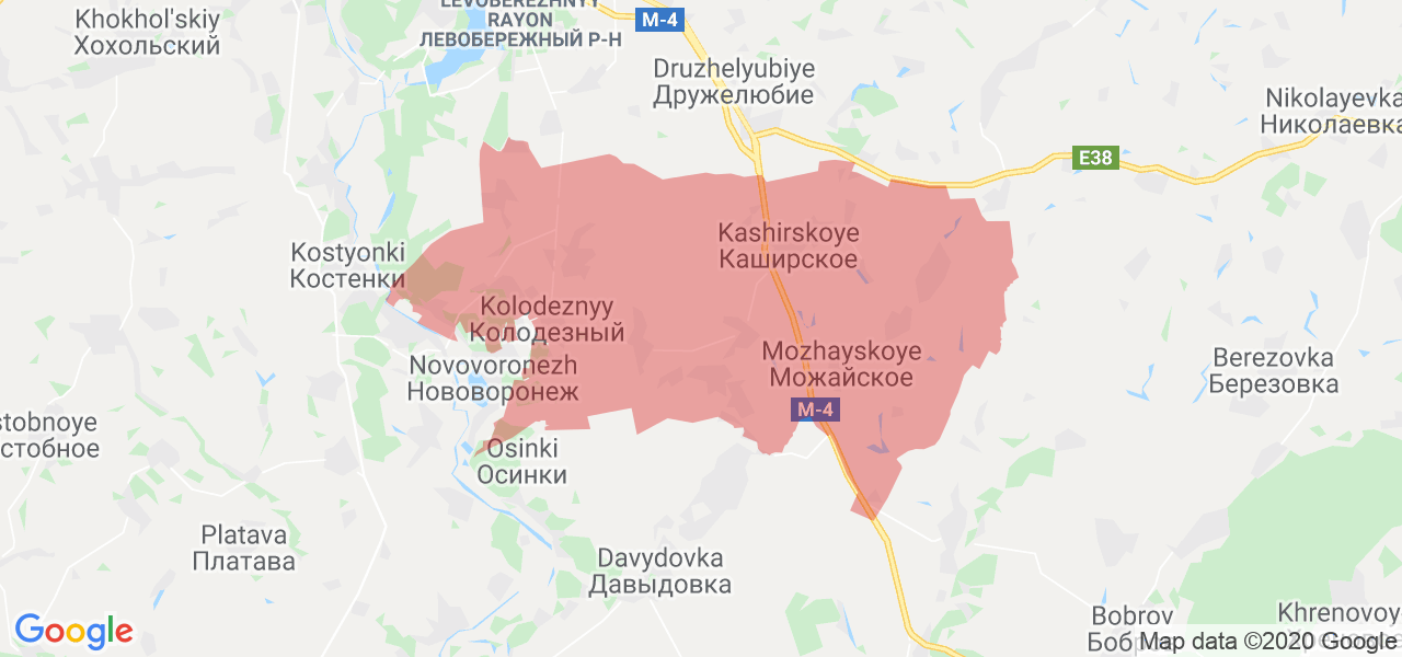 Изображение Каширского района Воронежской области на карте