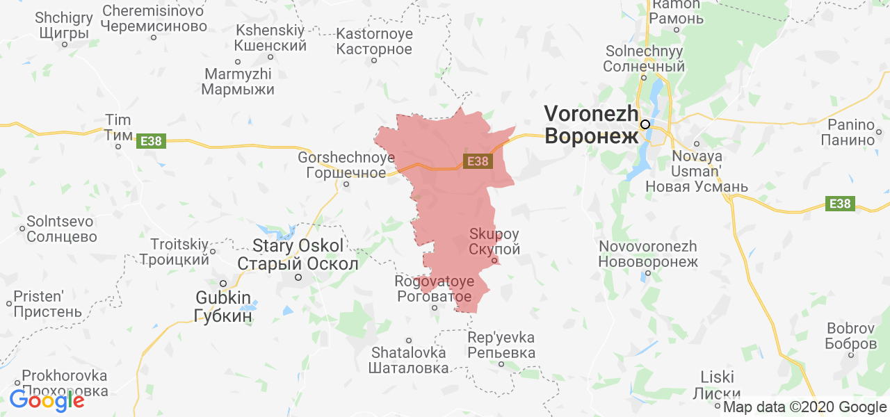 Изображение Нижнедевицкий район Воронежской области на карте
