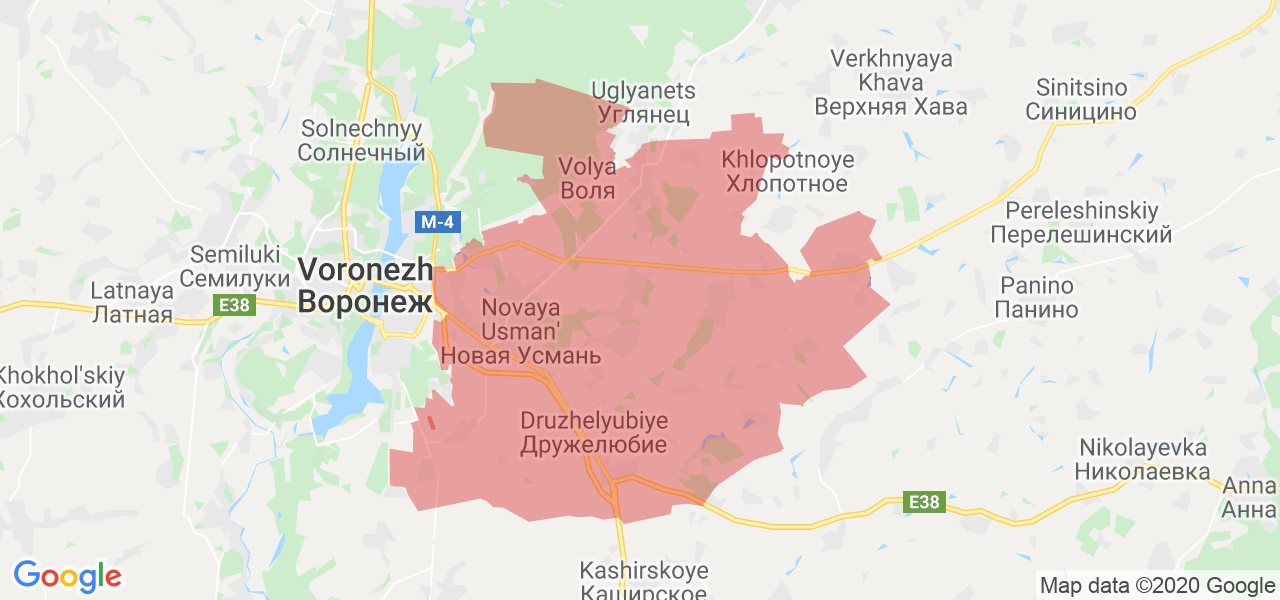 Изображение Новоусманского района Воронежской области на карте