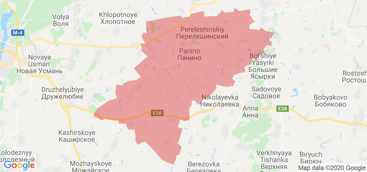 Изображение Панинского района Воронежской области на карте