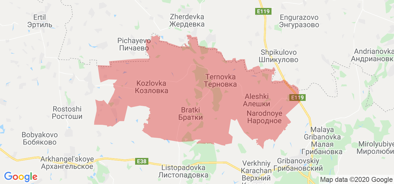 Изображение Терновского района Воронежской области на карте