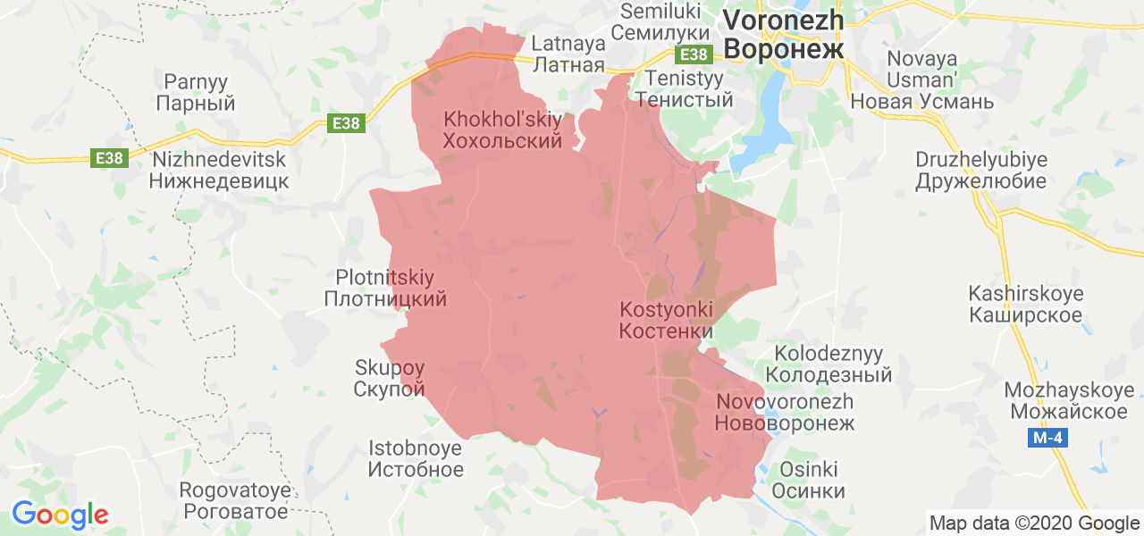 Изображение Хохольского района Воронежской области на карте