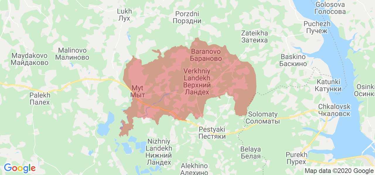 Изображение Верхнеландеховского района Ивановской области на карте