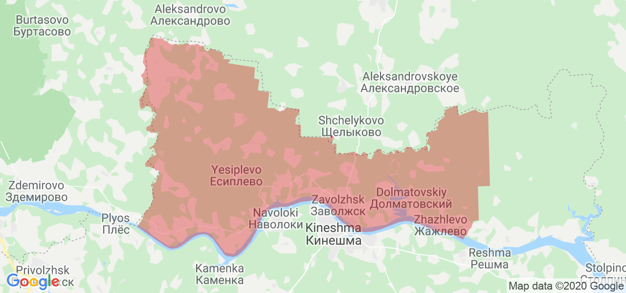 Изображение Заволжского района Ивановской области на карте